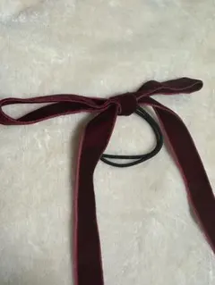 リボンヘアゴム バーガンディ