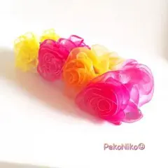 ラッピング無料☆送料無料☆オーガンジーリボンの薔薇バナナクリップalohamix