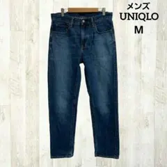 UNIQLO デニムパンツ M ブルー ストレート ダメージ加工 綿100%