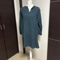 【as know as】ダークグリーン 長袖ワンピース チュニック