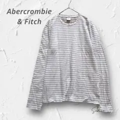 Y4715＊アバクロンビー＆フィッチ 長袖ボーダーTシャツ　ベージュ×グレー M