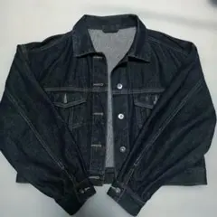 GU レディースデニムクロップドジャケットL　ネイビー