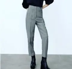 ZARAハイウエストパンツ　ハウンドトゥース　千鳥格子　サイズS