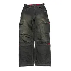 90s archive wide black cargo denim