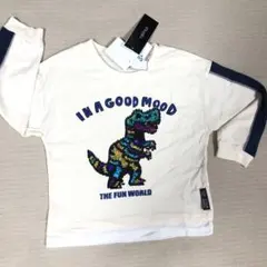 110cm 男の子恐竜リバーシブルスパンコールトレーナー　新品