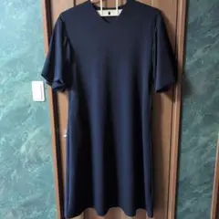 ネイビー Vネック 半袖ワンピース 160/70(L)