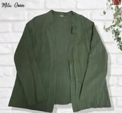美品✨ミラオーウェン レディースリブカーディガン 長袖 深緑 グリーンMのサムネイル