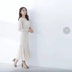 シアードッキングナローニットワンピース　ナチュラルビューティーベーシック　M