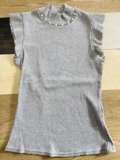 グレー リブ編み ノースリーブ トップス　INGNI 春物