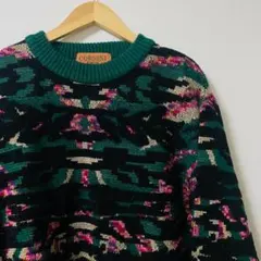 CORSINI 3Dニットクルーネック セーター ビンテージ 90s M