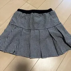 プティマイン　キッズ　女の子　黒白チェック プリーツスカパン100