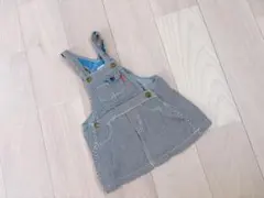 miki HOUSE ストライプ ジャンバースカート 90〜100cm 春　夏