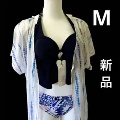 ピーク＆パイン　新品　水着3点セット リゾートワンピース付　ビキニ　花柄 Mのサムネイル