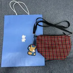 familiar ファミリア ポシェット XB 青系 チェック ショルダーバッグ