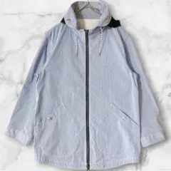 SHIPS JET BLUE マウンテンパーカー ストライプ フード収納可 M