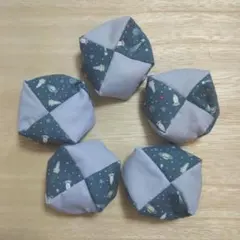 座布団型お手玉5個 紺×ブルーグレー 宇宙