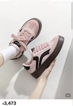 レディース　shein スエード スニーカー　ピンク ブラック　24cmのサムネイル