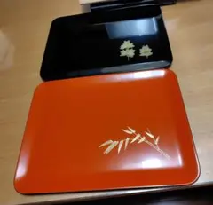 漆器 盆 2枚セット 鶴と太陽 蘭模様 - メルカリ