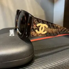 CHANEL　シャネル　サングラス　べっ甲　ウエリントン　ブラウン　ゴールド金具