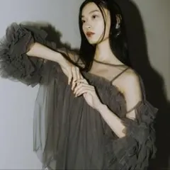 【限定値下げ】andresd チュールトップス　チャコールグレー