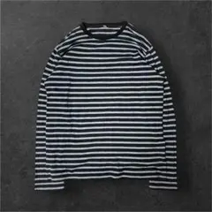 00s OLD UNIQLO ロンT ボーダー グレー×ブラック y2k XXL