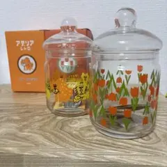 新品未使用　箱付き　アデリアレトロ ガラスポット　2個セット　ボンボン入れ♡のサムネイル