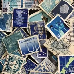 海外ヴィンテージ使用済み切手（ブルーカラー）ランダム50枚
