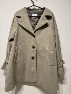 美品　OLIVE des OLIVEベージュ ウエストベルト付きミドルコート