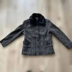 ファー付きウール混紡ジャケット