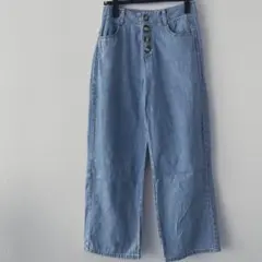 ZARA ハイライズ キュロットデニムパンツ ミディアムブルー EU36 S