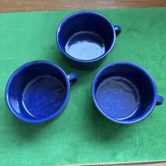ホーロー風 マグカップ 3個セット ブルー スプラッター柄のサムネイル