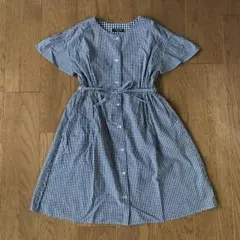 コムサ イズム　キッズ　ギンガムチェック ワンピース　ネイビー　140