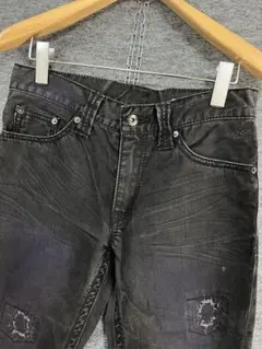 人気 y2k セマンティックデザイン ウォッシュ&クラッシュ加工 デニムパンツSのサムネイル