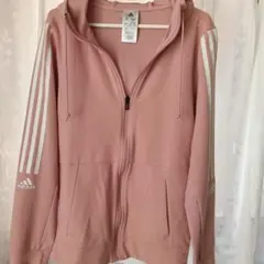 adidas ピンク ジップアップパーカー M