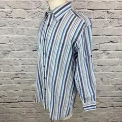 ALVANIRO【新品】長袖シャツ　ブルー　サイズM　ストライプ　416
