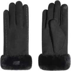 手袋 レディース 秋冬 防寒 スマホ対応 保温グローブ ブラック ステッチ