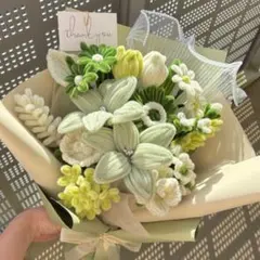 モールフラワー チャイラテ shop 枯れないお花 抹茶ラテ　緑　大　韓国花束