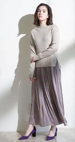 ガリャルダガランテ★ボトルネックニット★モカ☆ジップリブニット　モカグレージュ