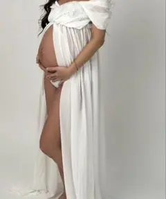 SHEINホワイトオフショルダーマタニティドレス