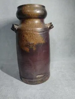 備前焼　花器　花瓶　花入　唐桶　報徳　24x9cm　置温