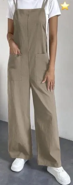 オールインワン　サロペット　ベージュブラウン
