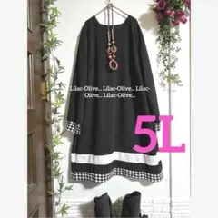 5609新品⭐️5L＊千鳥格子＆白ラインお洒落なワンピース大きいサイズ