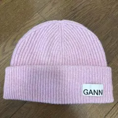 GANNI ピンク ニット帽 ビーニー ガニー GANNI ビーニー ニット帽 ニットキャップ 帽子 A4429 5789 395
