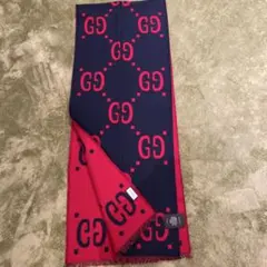 GUCCI ネイビー レッド マフラー 35 X 190 cm