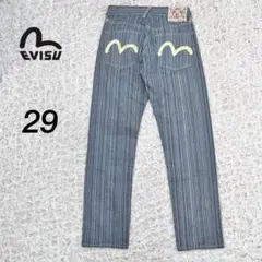 『EVISU』 ストライプ　デニム　白カモメ　Lot 2000 29× 35