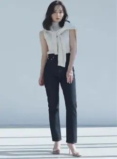 【新品！】anuans/ストレートデニム/ブラック/S 人気】anuans アニュアンス スリム ストレートデニム ブラック S