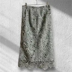 エージーバイアクアガール　タイトスカート 総レース　上品　清楚　ライトグリーン