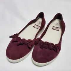 【未使用】 fitflop　フィットフロップ　バレリーナ　スエード　フラワー
