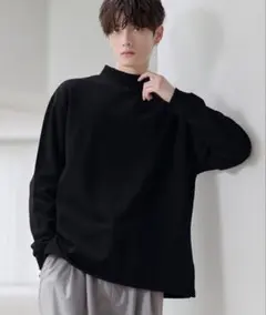 【ETELIO】コットンポンチモックネックロングTシャツ