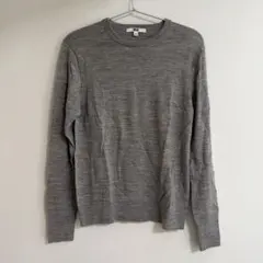 UNIQLO ユニクロ メリノクルーネックセーター M ヘザーグレー